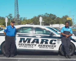 Two unarmed officer heading to a construction site